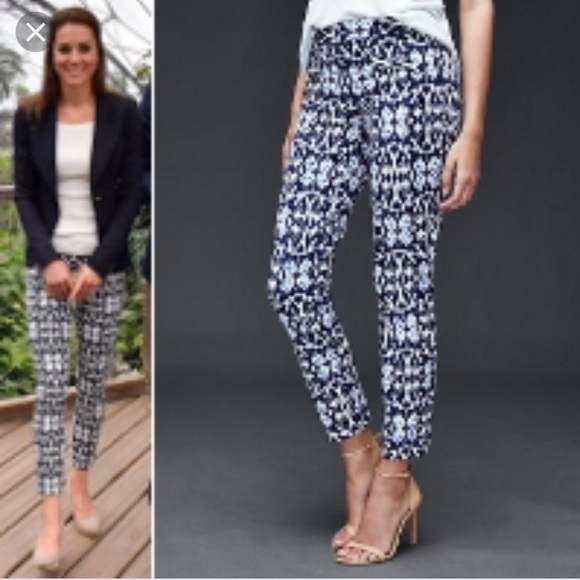 GAP 2R KINNY ANKLE CAPRI PANTS IN WHITE IKAT PRINT - Picture 5 of 5